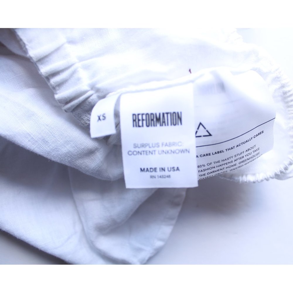 Reformation Dianna Linen Crop Top / Size XS / White Bandeau Flouncy Ruffled - Picture 7 of 7